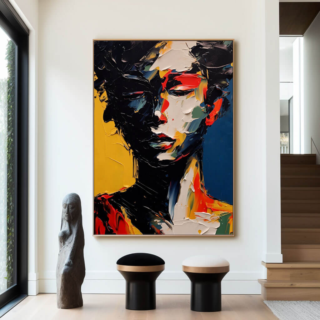 Textured Palette Knife Art | Abstract Woman Portrait on Canvas ZZ 226 - Texarart