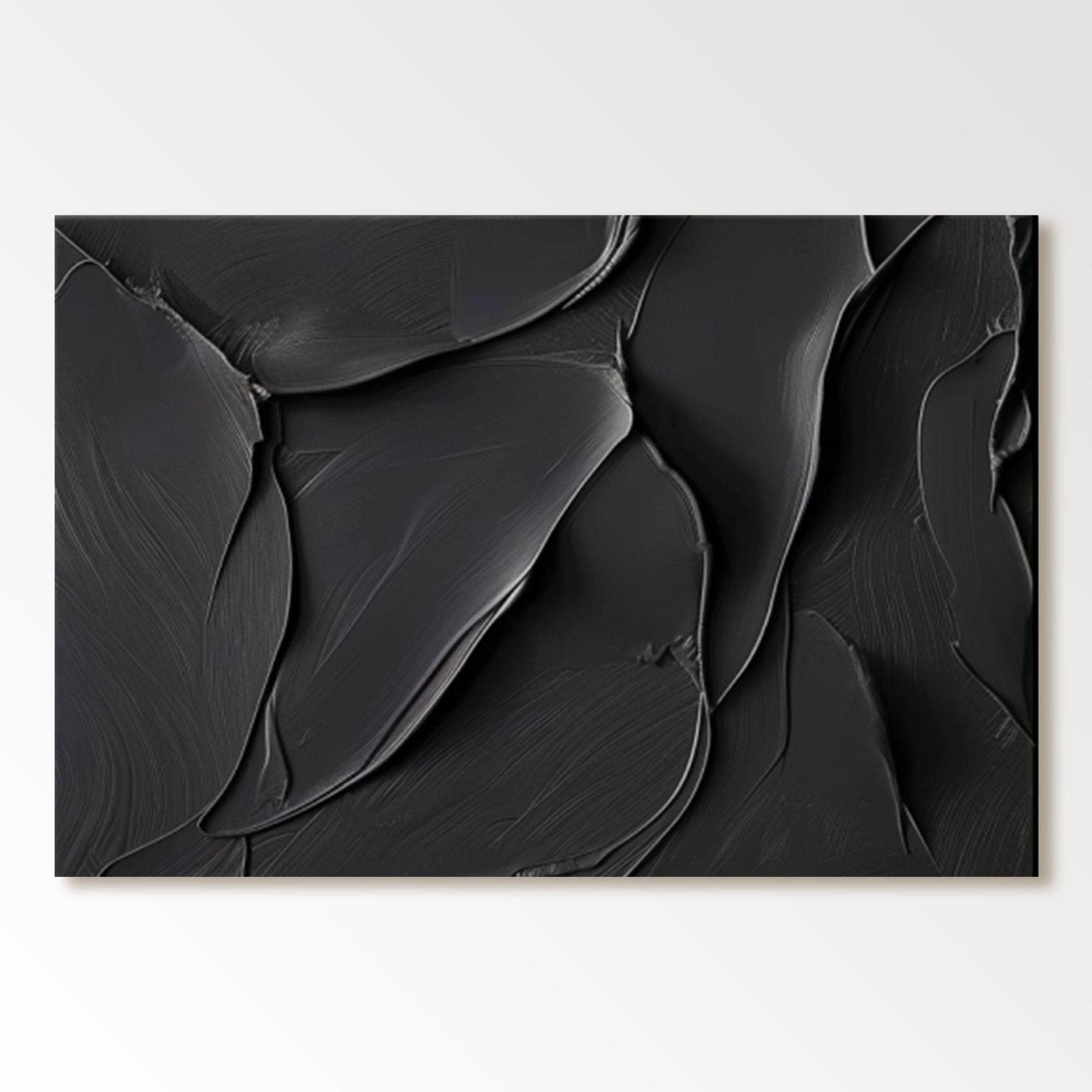 Minimalist Black Textured Oil Painting | "Eternal Embrace"TC 170 - Texarart