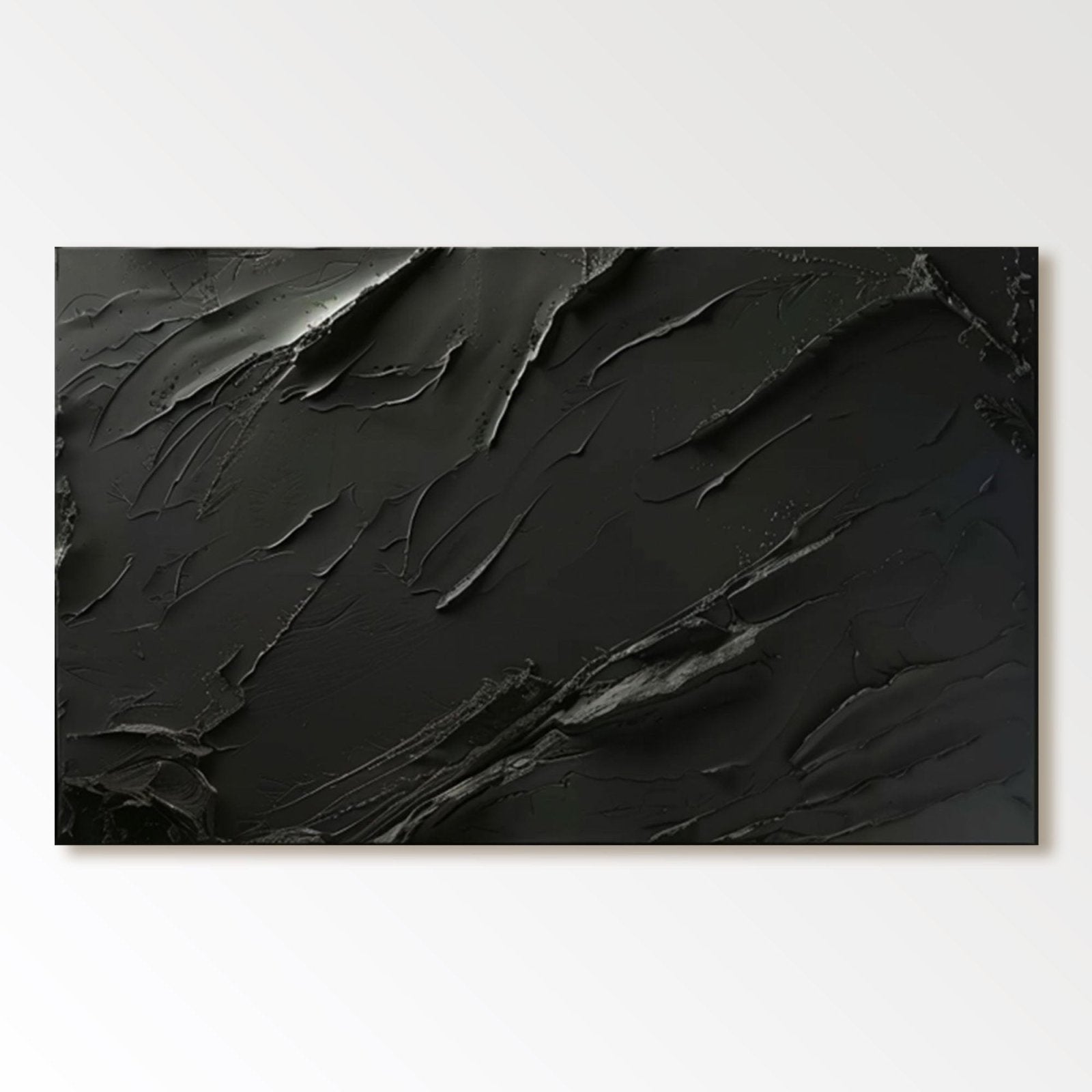 Minimalist Black Abstract Oil Painting – Modern Wall Art for Contemporary Interiors TC 171 - Texarart