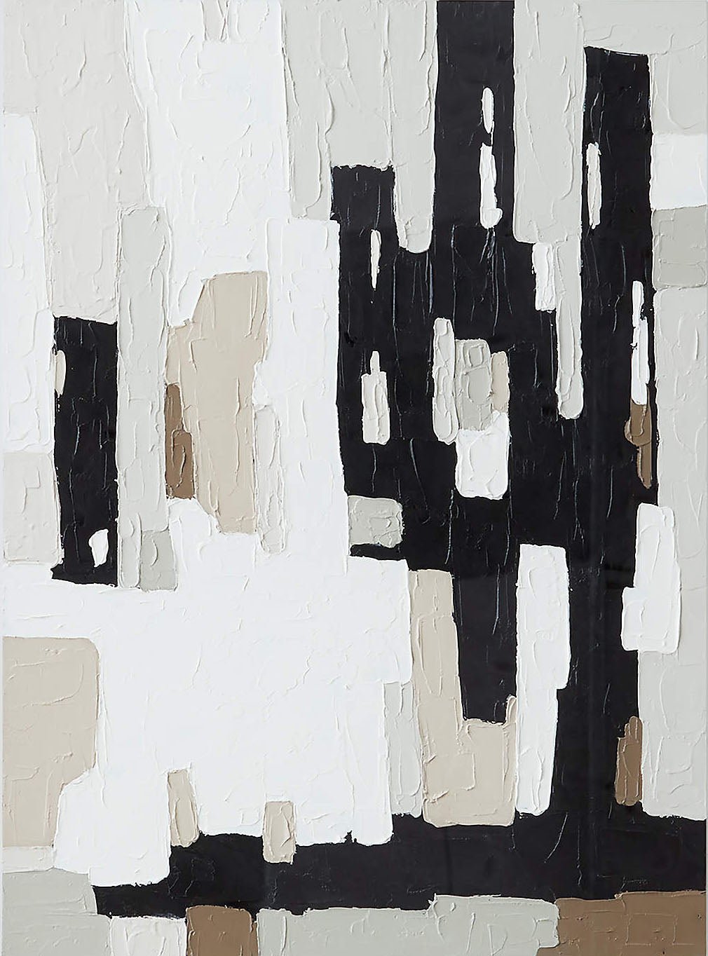Textured Abstract Art - Black and White Modern Painting TC 114 - Texarart