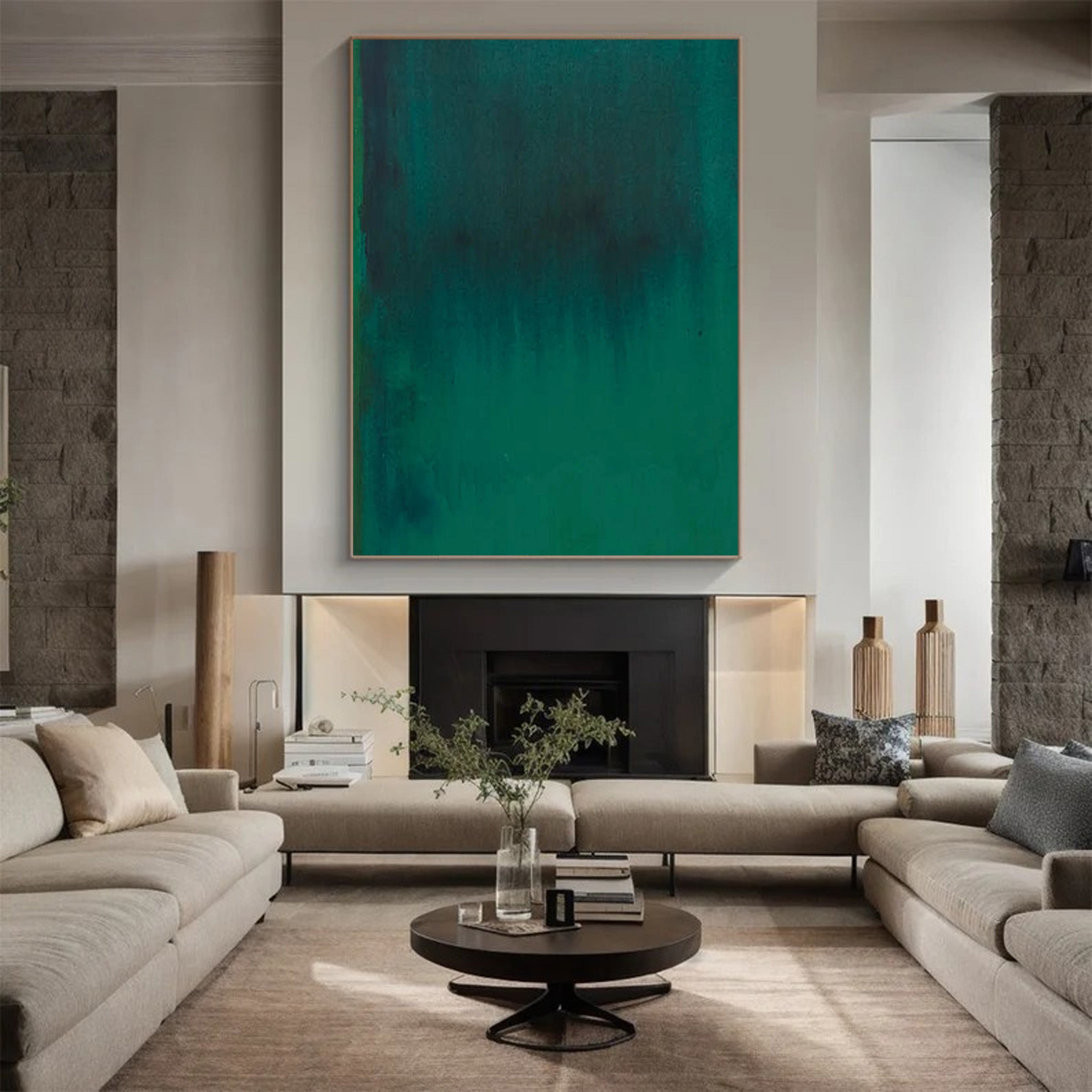 Minimalist Green Abstract Art | Modern Ombre Canvas Wall Decor JJ 064 - Texarart