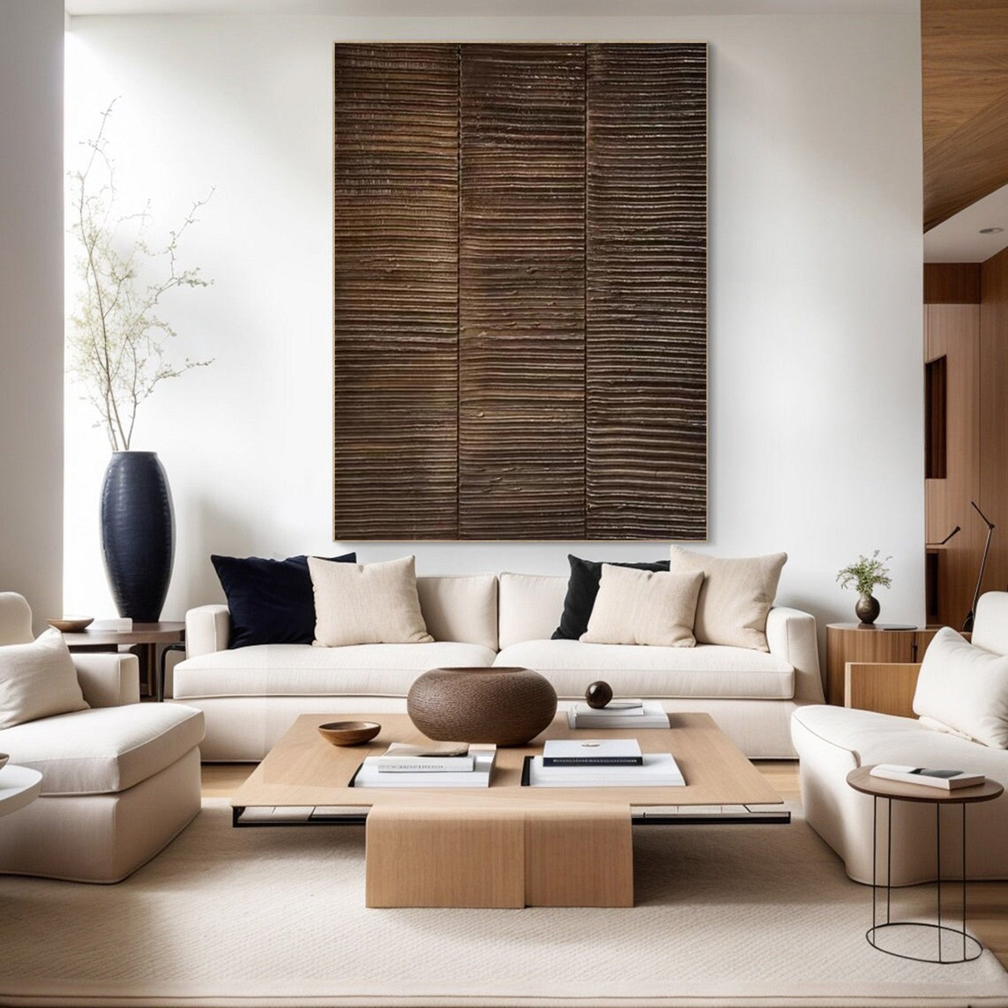 Large Rustic Panel Wall Art | Wabi - Sabi Inspired Textured Decor JJ 065 - Texarart