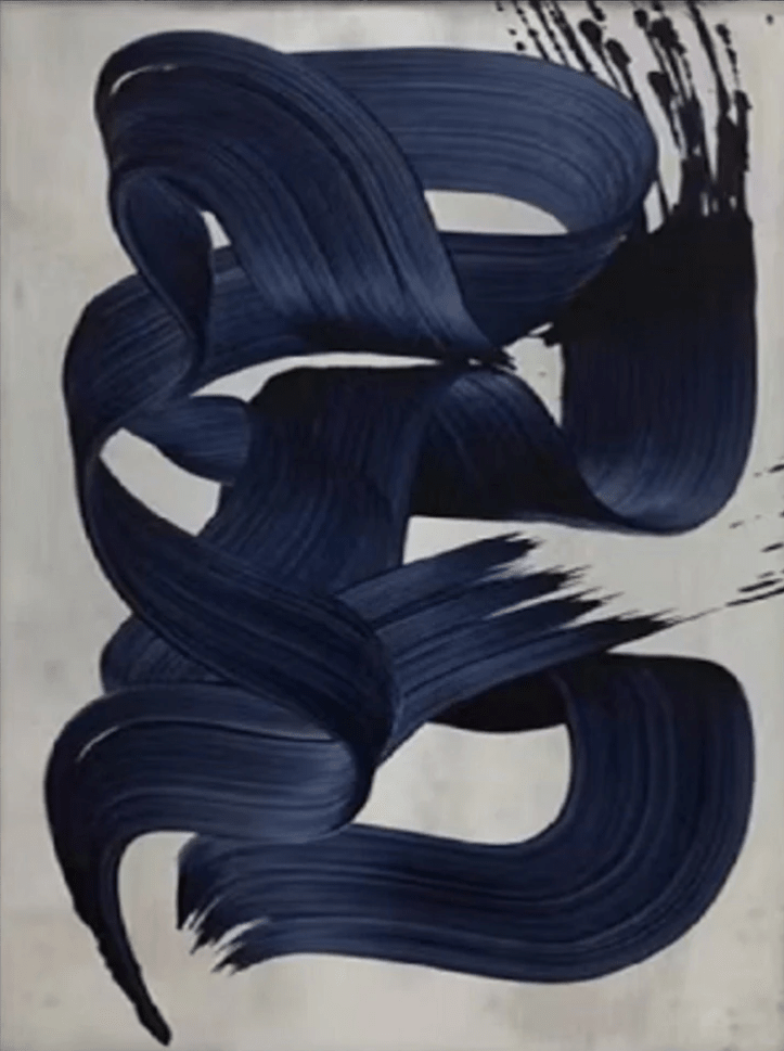Blue Brushstroke Abstract Oil Painting, Modern Minimalist Art Wall Decor TB 050 - Texarart