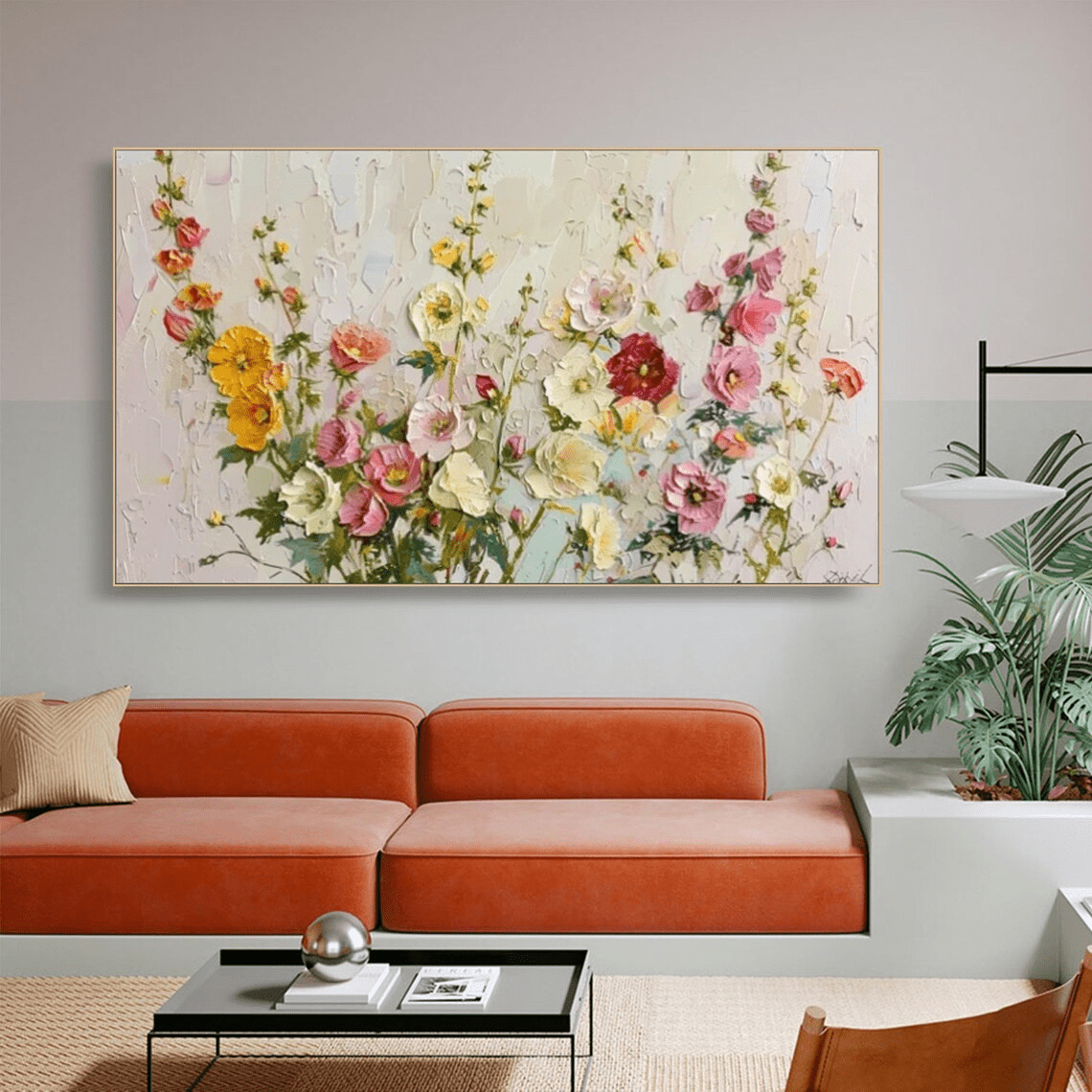 Colorful Textured Flower Painting - Handmade Floral Art TC 093 - Texarart