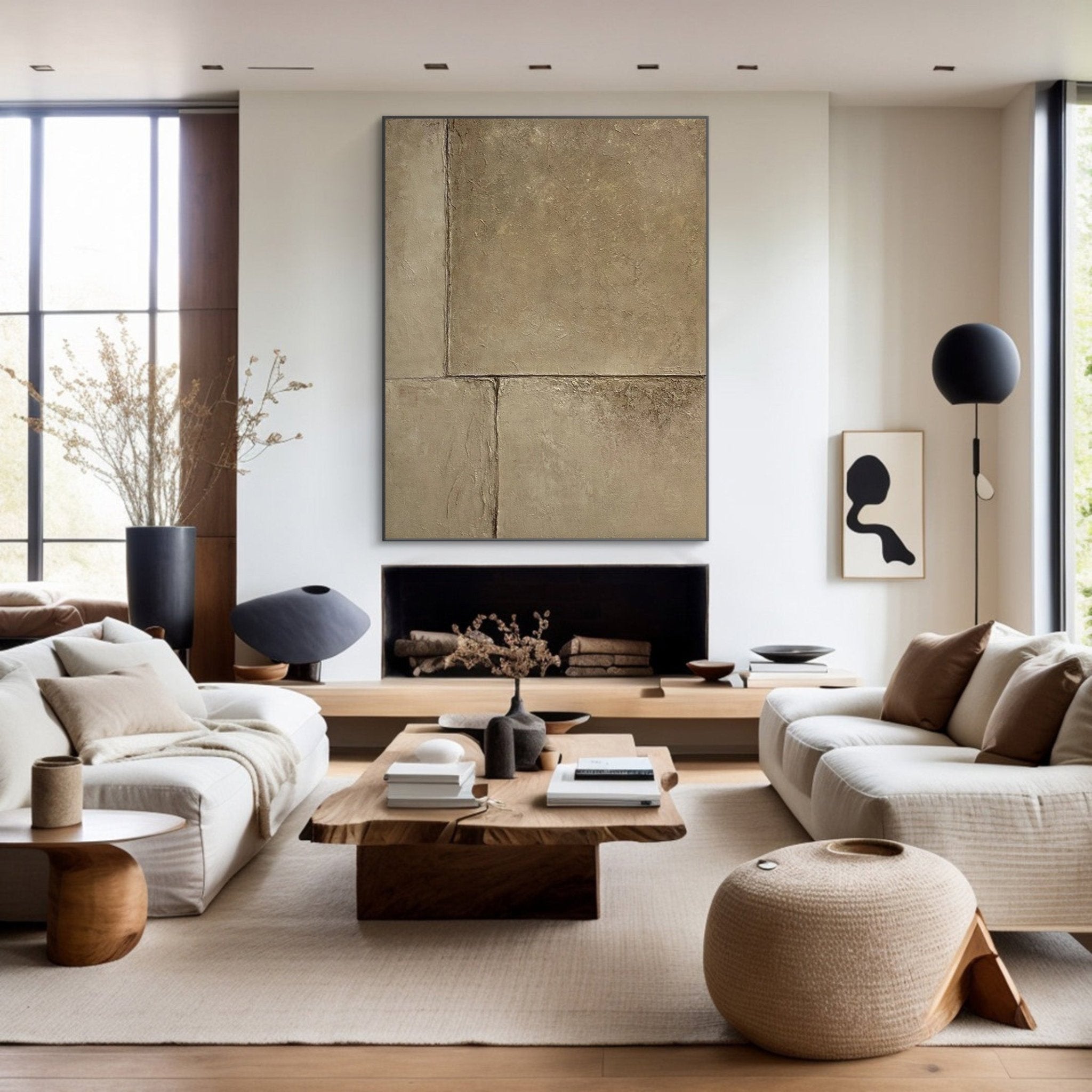 Concrete Effect Abstract Painting | Textured Neutral Wall Art Decor JJ 055 - Texarart