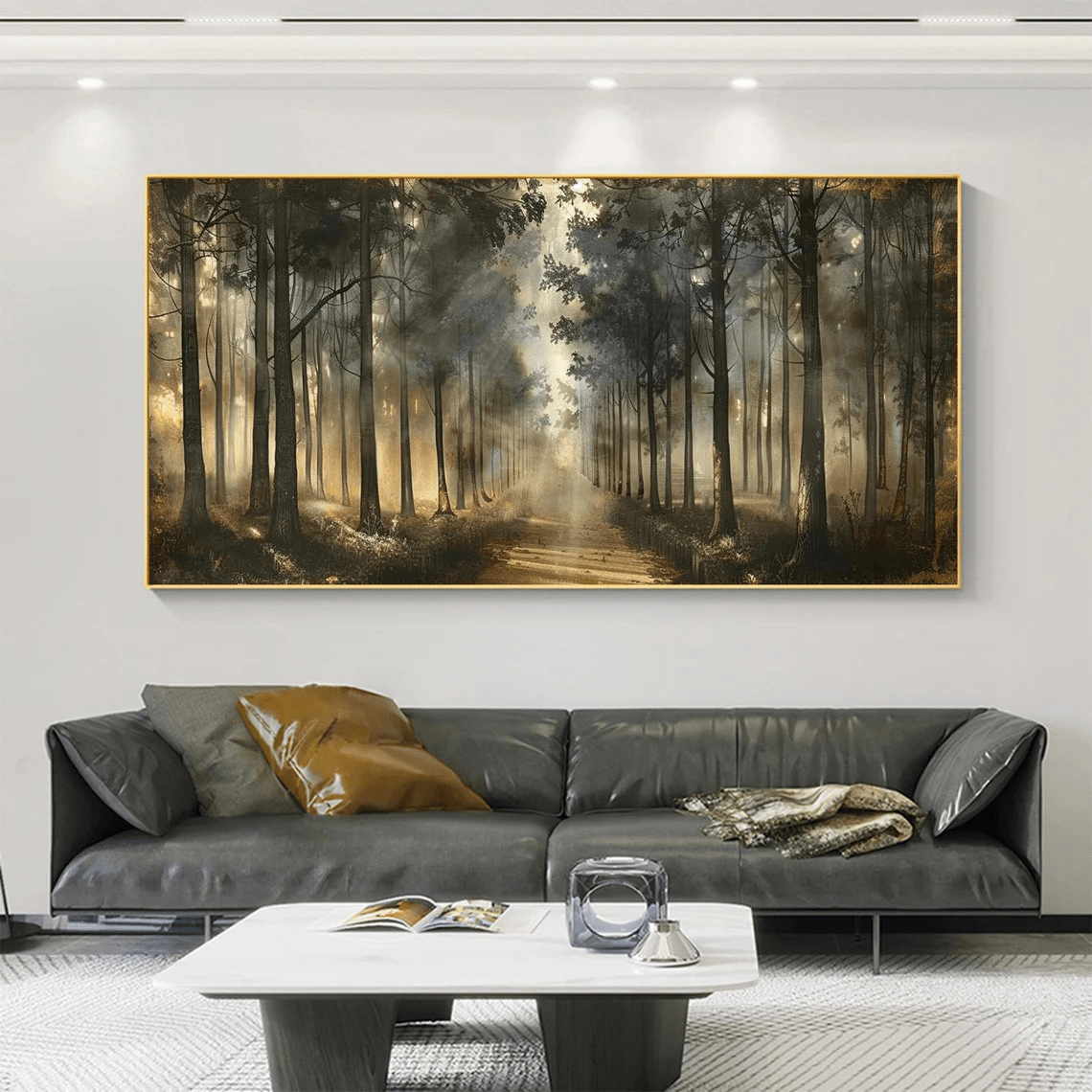 Forest Path Abstract Oil Painting - Sun - Drenched Woodland JJ 041 - Texarart
