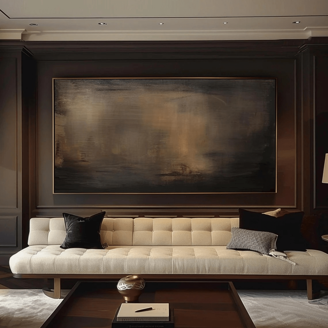 Large Minimalist Abstract Painting - Handmade Brown and Black Wall Decor TC 012 - Texarart