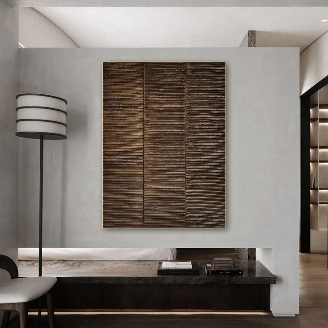 Handmade Abstract Brown Textured Canvas Wall Art TC 085 - Texarart