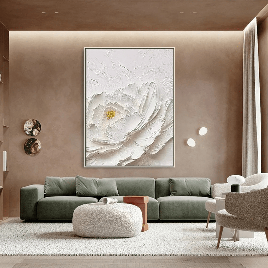 Textured White Flower Painting | Impasto Floral Wall Art TC 078 - Texarart