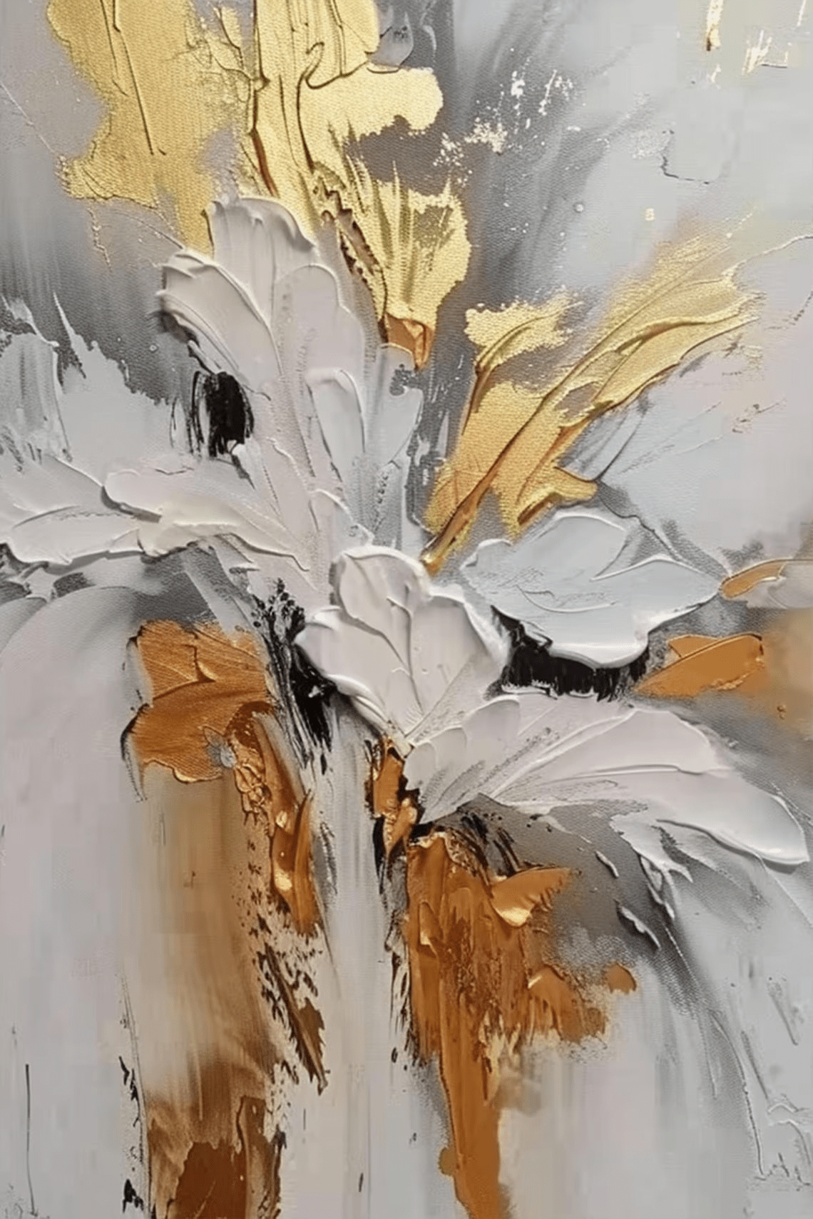 Set of 2 Textured Abstract Paintings |Gold & Grey Art TC 102 - Texarart