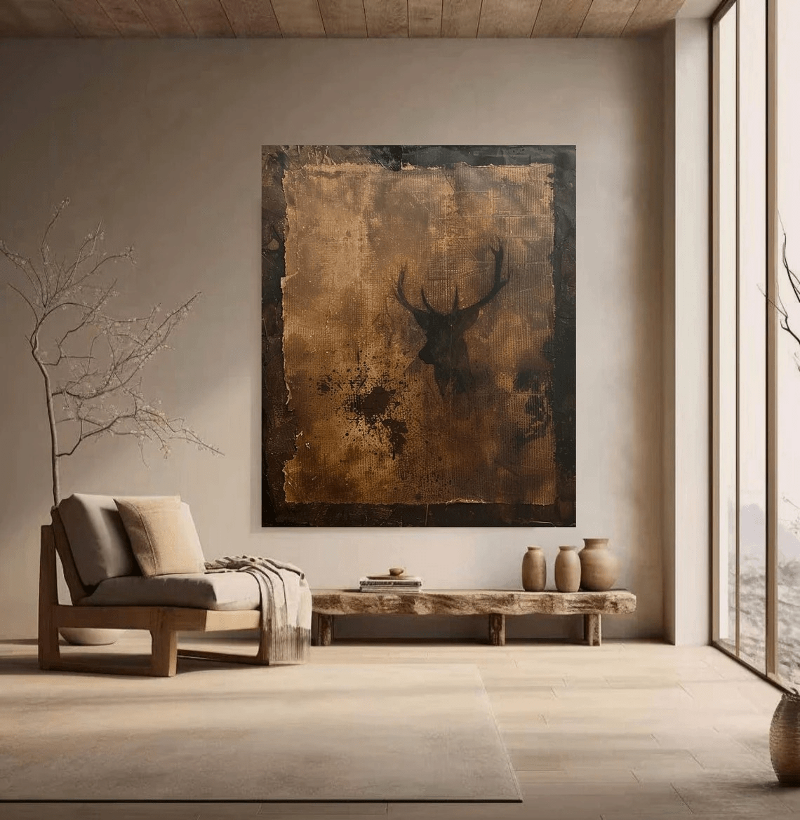 Wabi Sabi Wall Art - Handmade Textured Painting with Earthy Hues TC 014 - Texarart