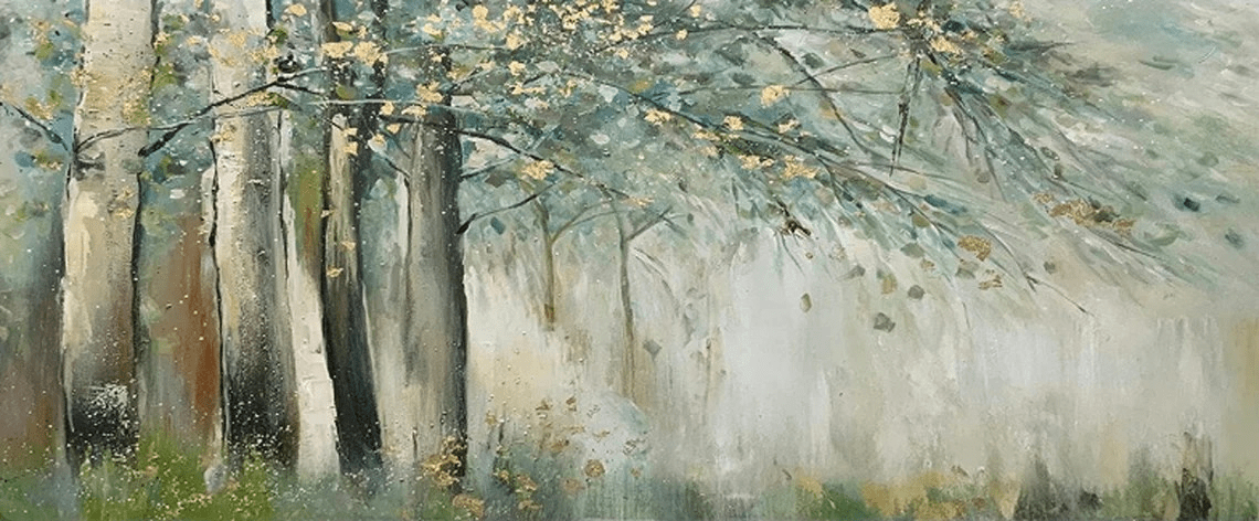 Impressionistic Forest Oil Painting - Misty Woodland Scene JJ 020 - Texarart