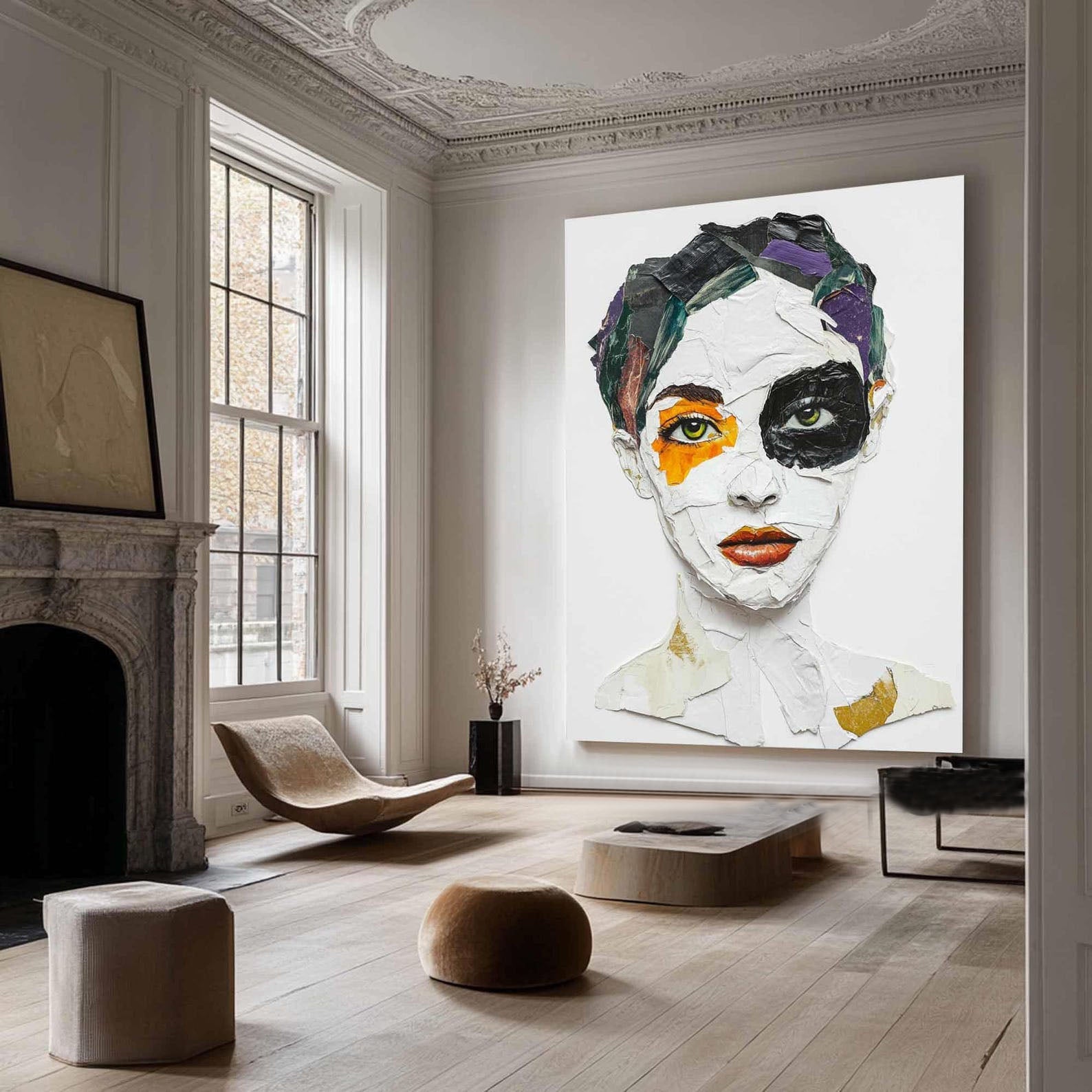 Vivid Color Abstract Portrait Painting, Modern Art Wall Art TB 041 - Texarart