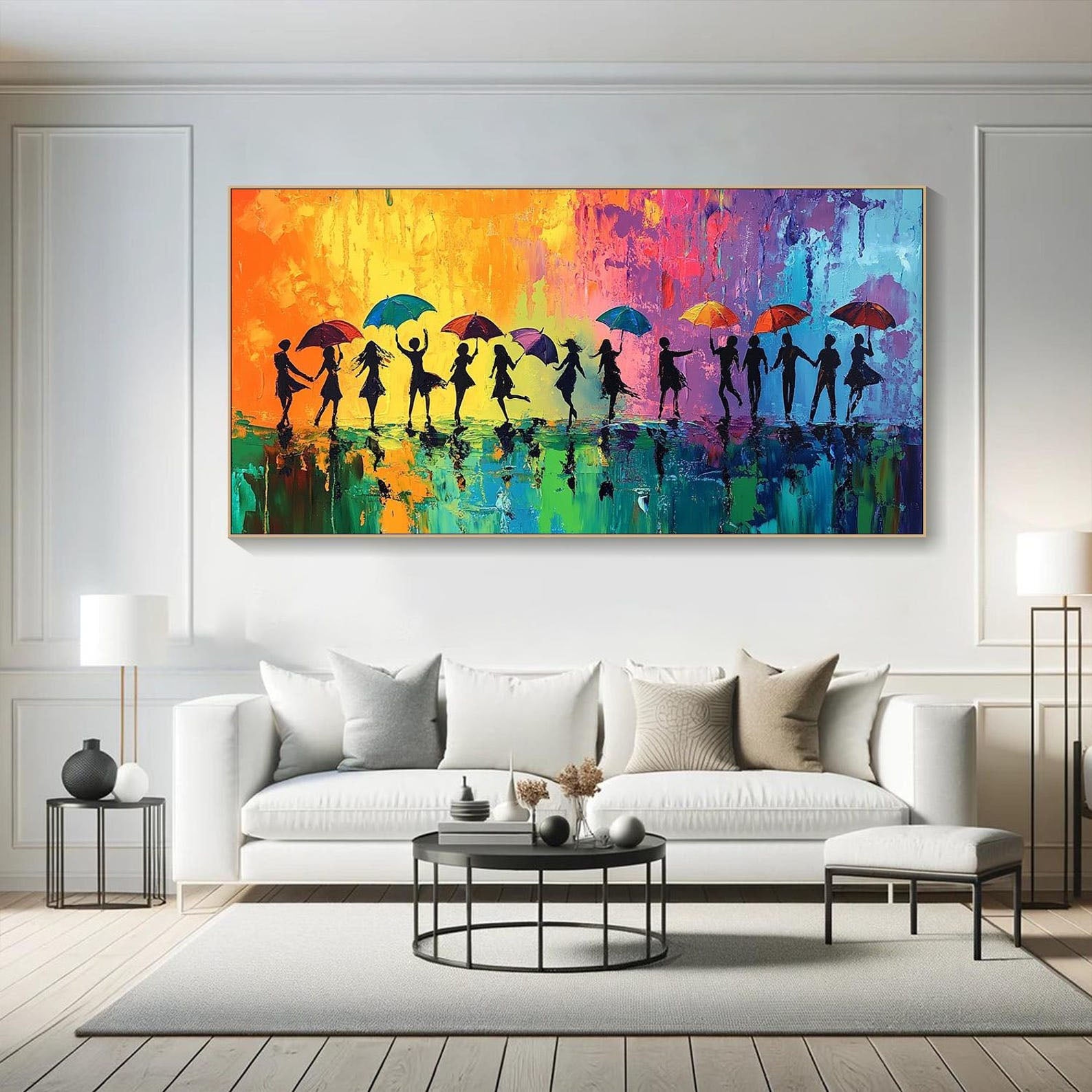 Colorful Rain Dance Abstract Oil Painting, Modern Lively TB 074 - Texarart