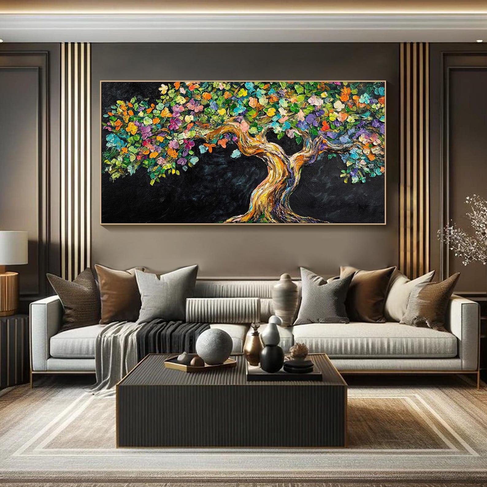 Vibrant Tree of Life Abstract Oil Painting, Modern Art Wall Decor TB 054 - Texarart