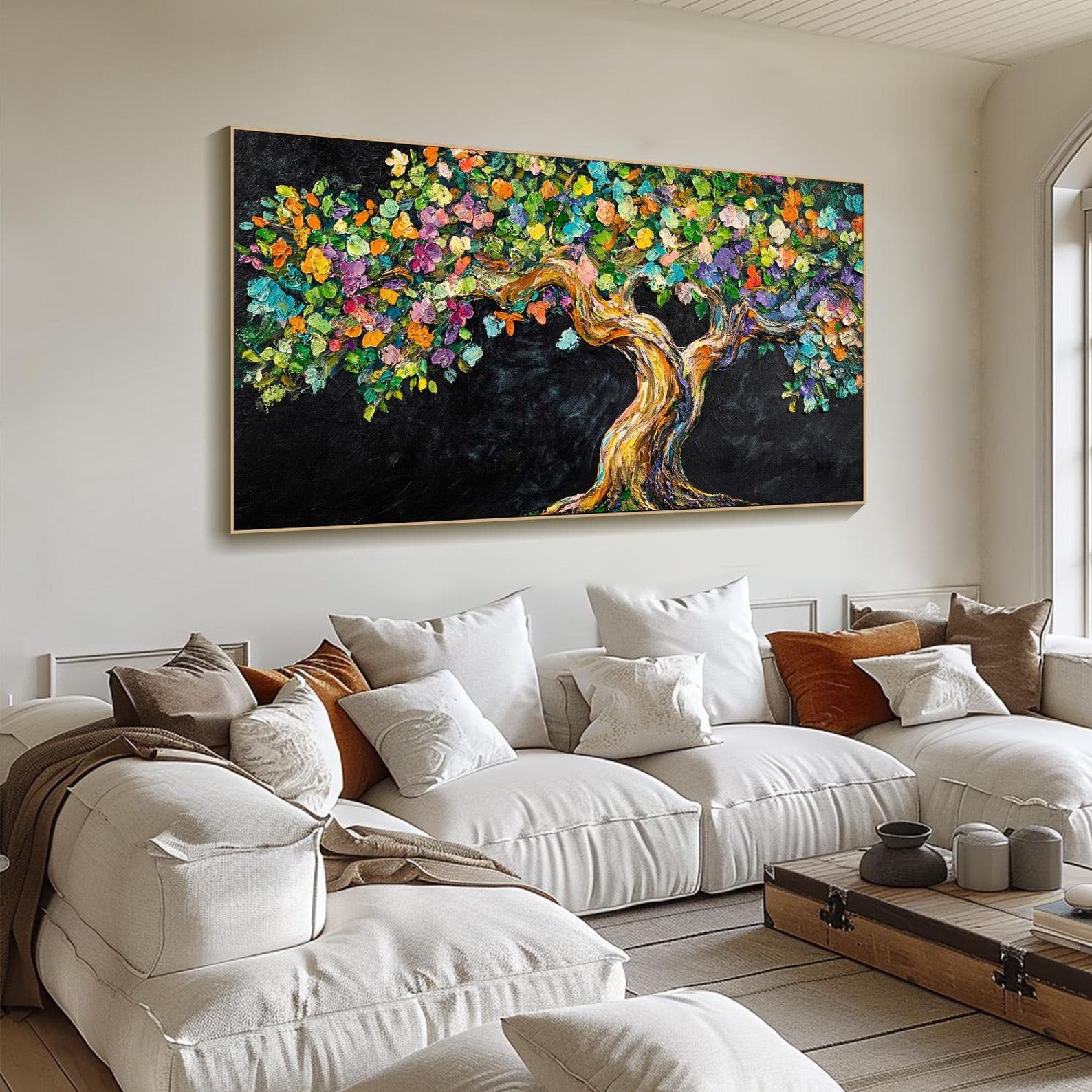 Vibrant Tree of Life Abstract Oil Painting, Modern Art Wall Decor TB 054 - Texarart