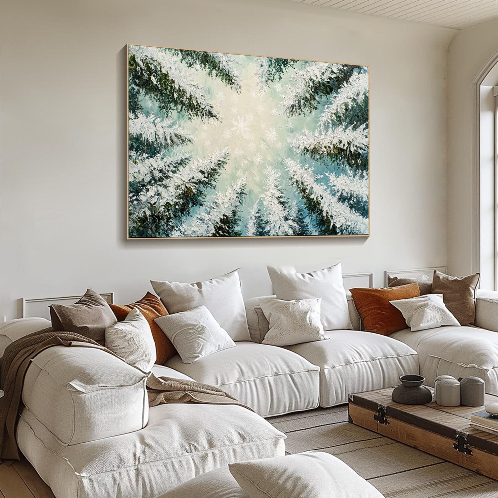 Snowy Forest Oil Painting - Ice - Covered Trees Art TB 010 - Texarart