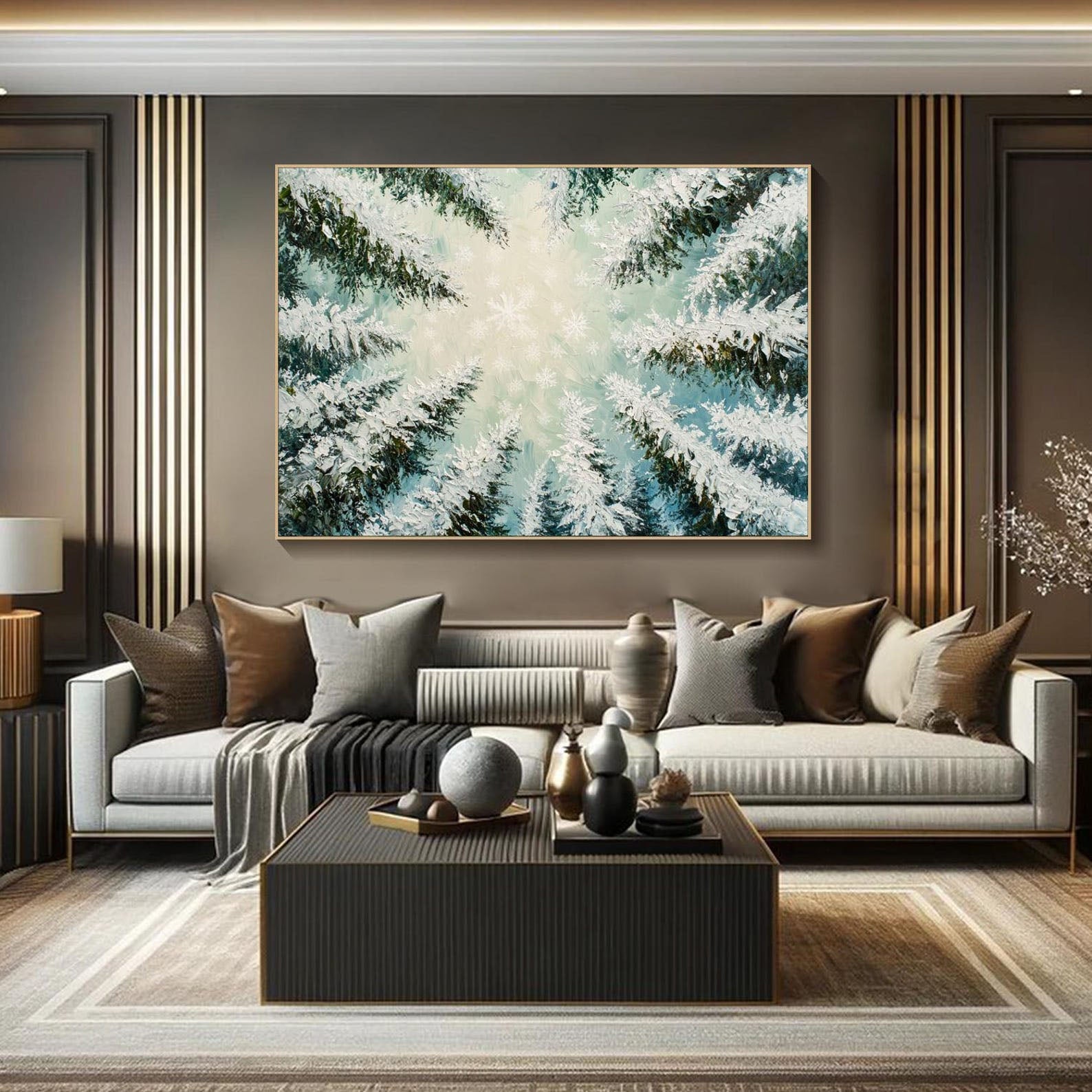 Snowy Forest Oil Painting - Ice - Covered Trees Art TB 010 - Texarart