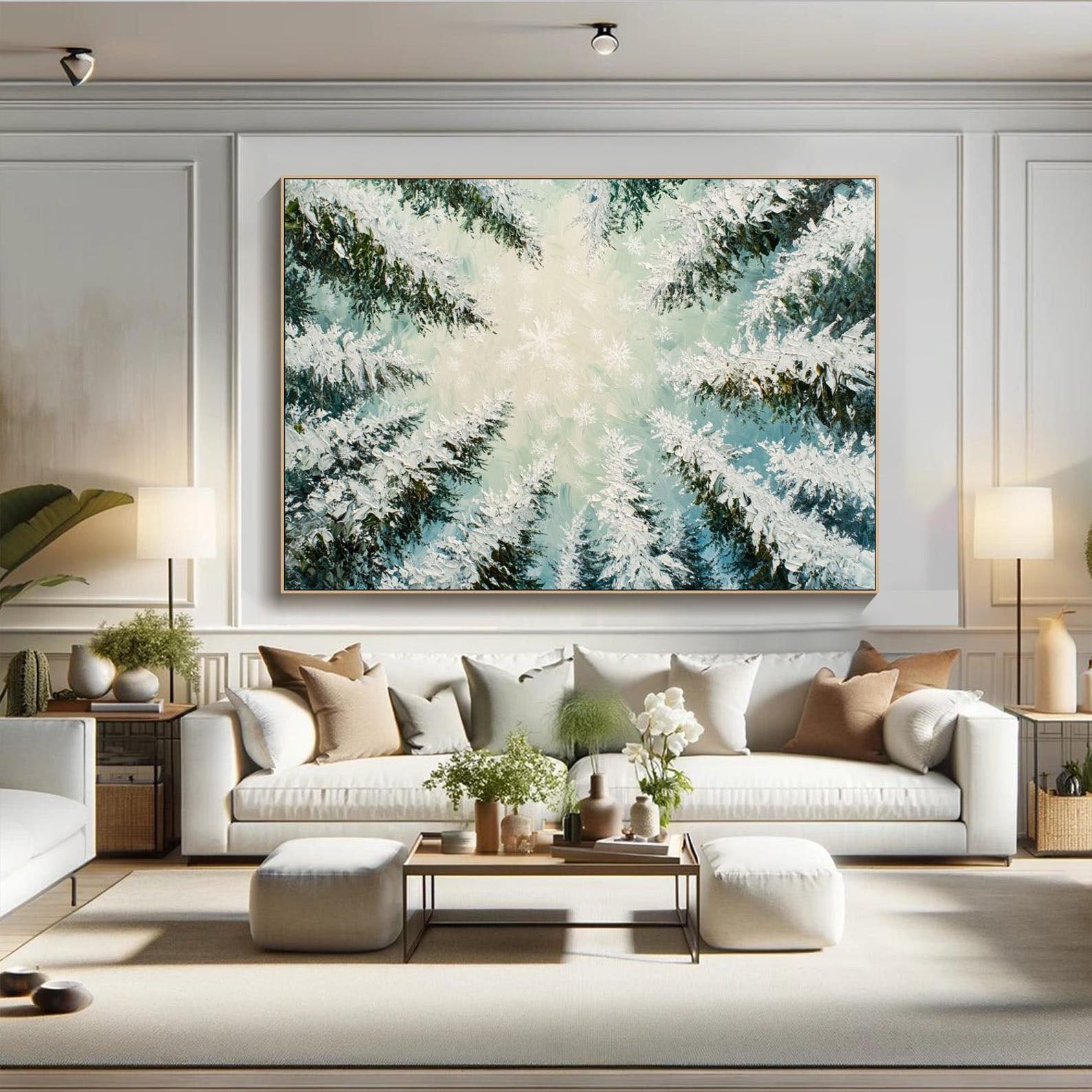 Snowy Forest Oil Painting - Ice - Covered Trees Art TB 010 - Texarart