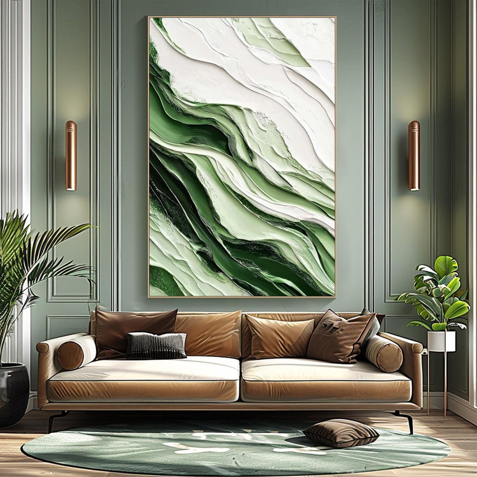 Textured Green Abstract Canvas Art TB 021 - Texarart