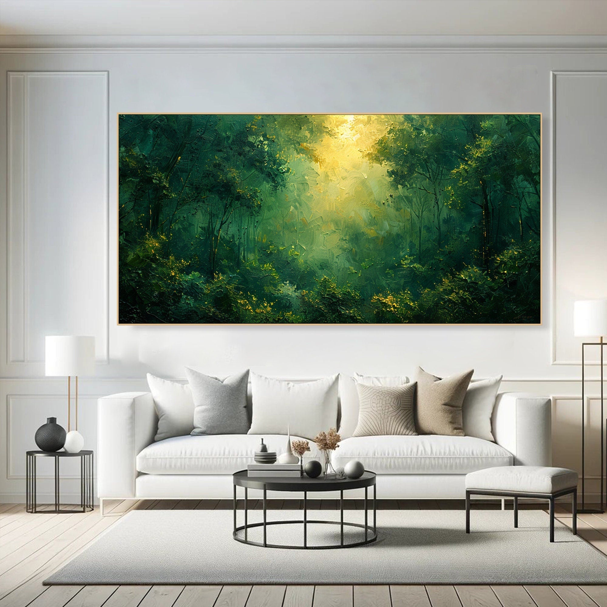 Deep Forest Abstract Oil Painting, Modern Mysterious Landscape Wall Decor TB 047 - Texarart