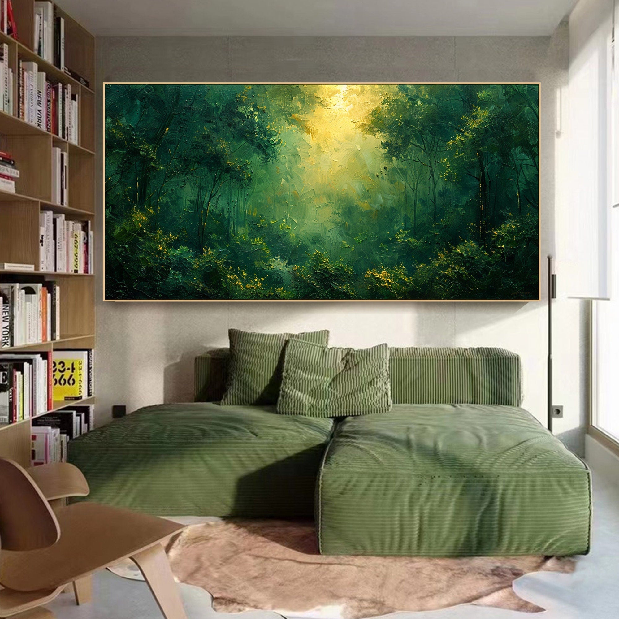 Deep Forest Abstract Oil Painting, Modern Mysterious Landscape Wall Decor TB 047 - Texarart