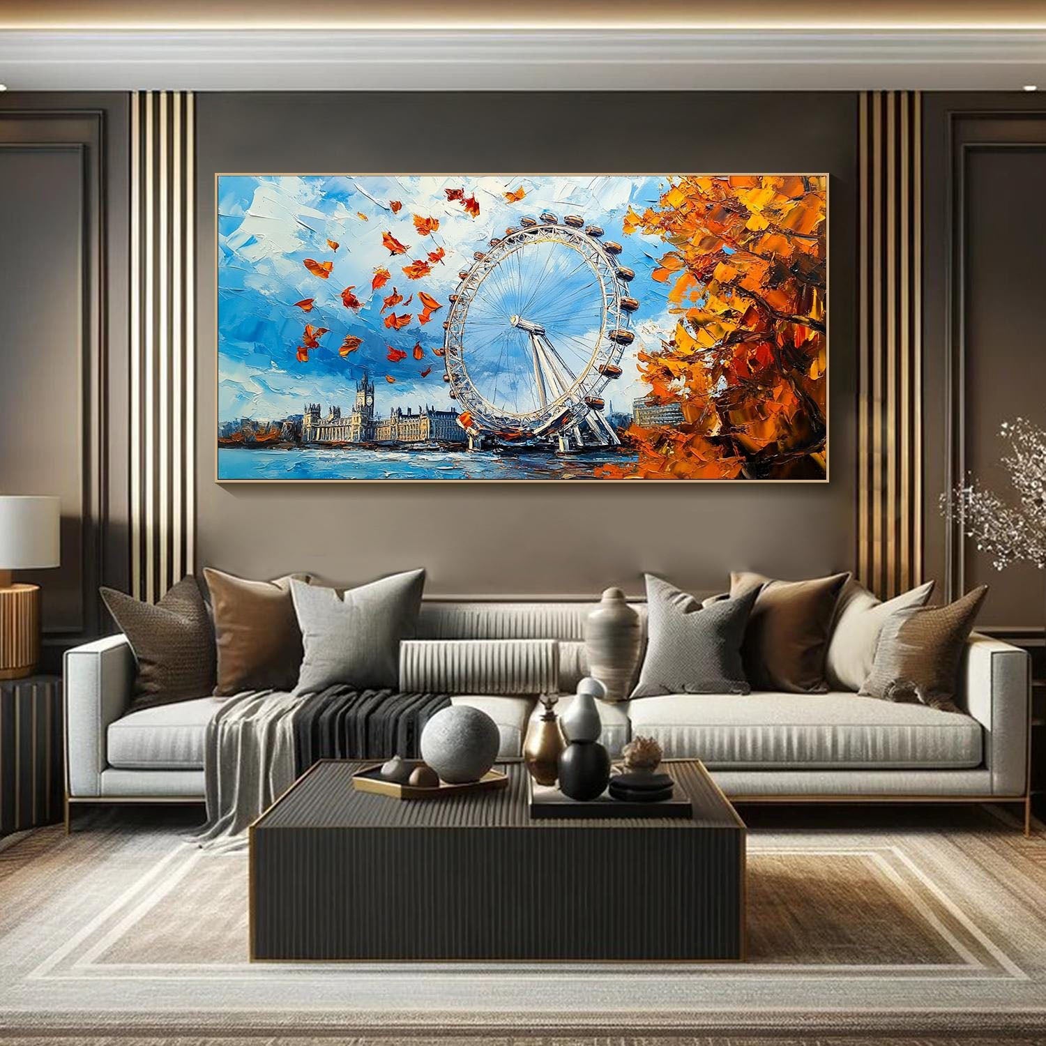 London Eye Themed Oil Painting - Modern Cityscape Art TB 058 - Texarart