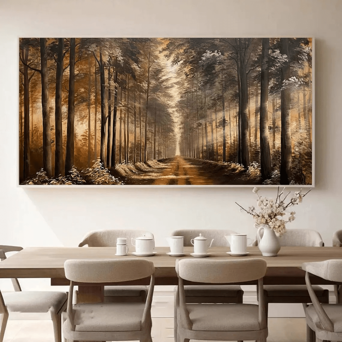 Golden Forest Path Abstract Oil Painting - Tranquil Art JJ 039 - Texarart