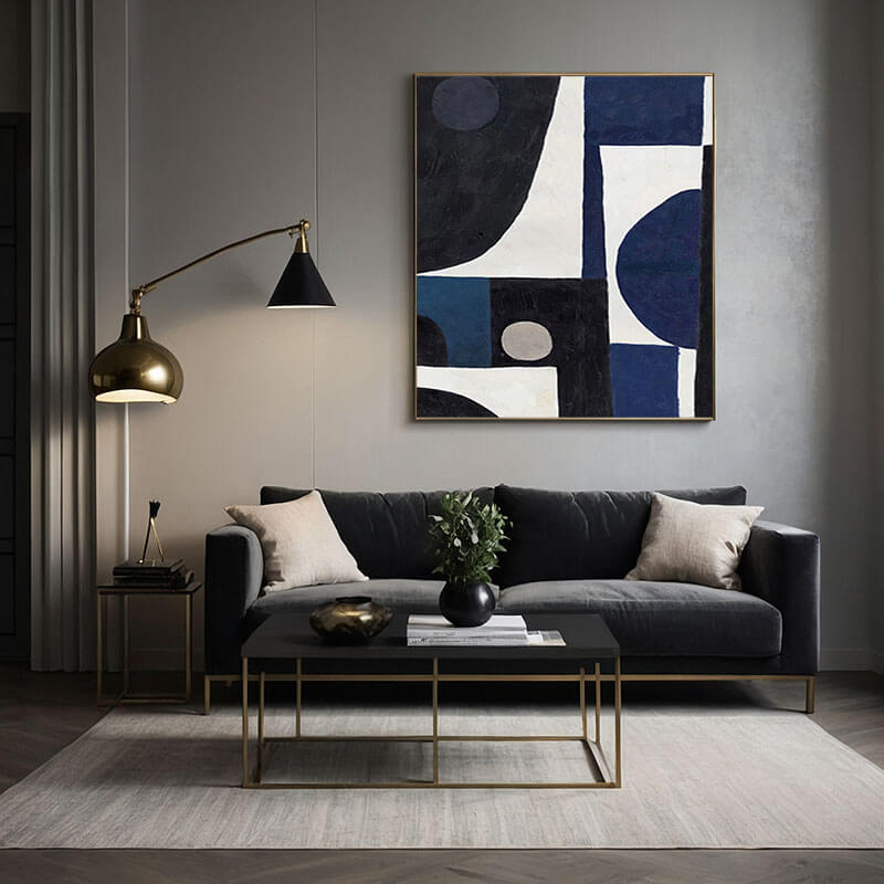Mid - Century Modern Wall Art | Large Geometric Canvas Painting ZZ 230 - Texarart