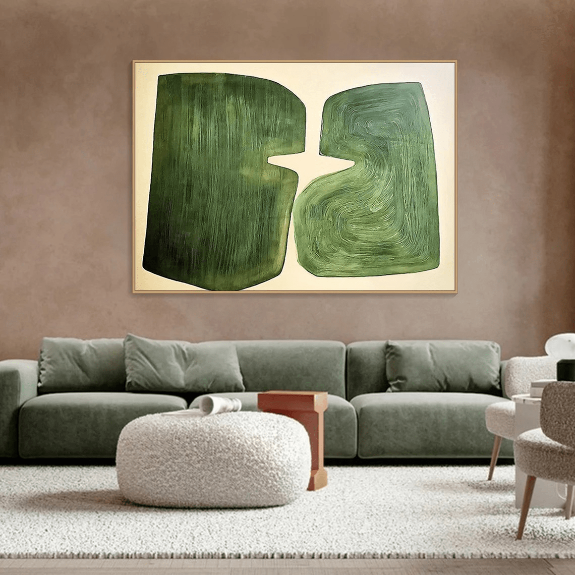 Handmade Green Abstract Canvas Art for Home DecorTC 079 - Texarart