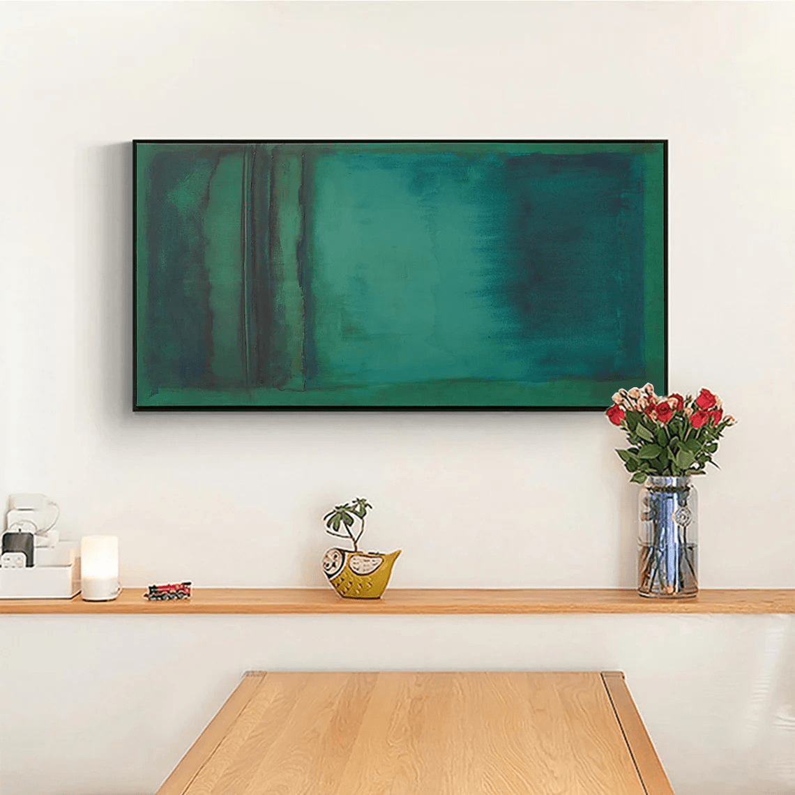 Abstract Green Teal Oil Painting Modern Wall Art TC 082 - Texarart