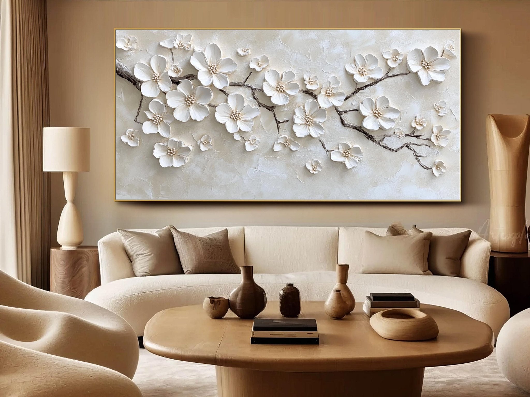 Textured Cherry Blossom Painting | Large 3D Floral Wall Art ZZ 146 - Texarart