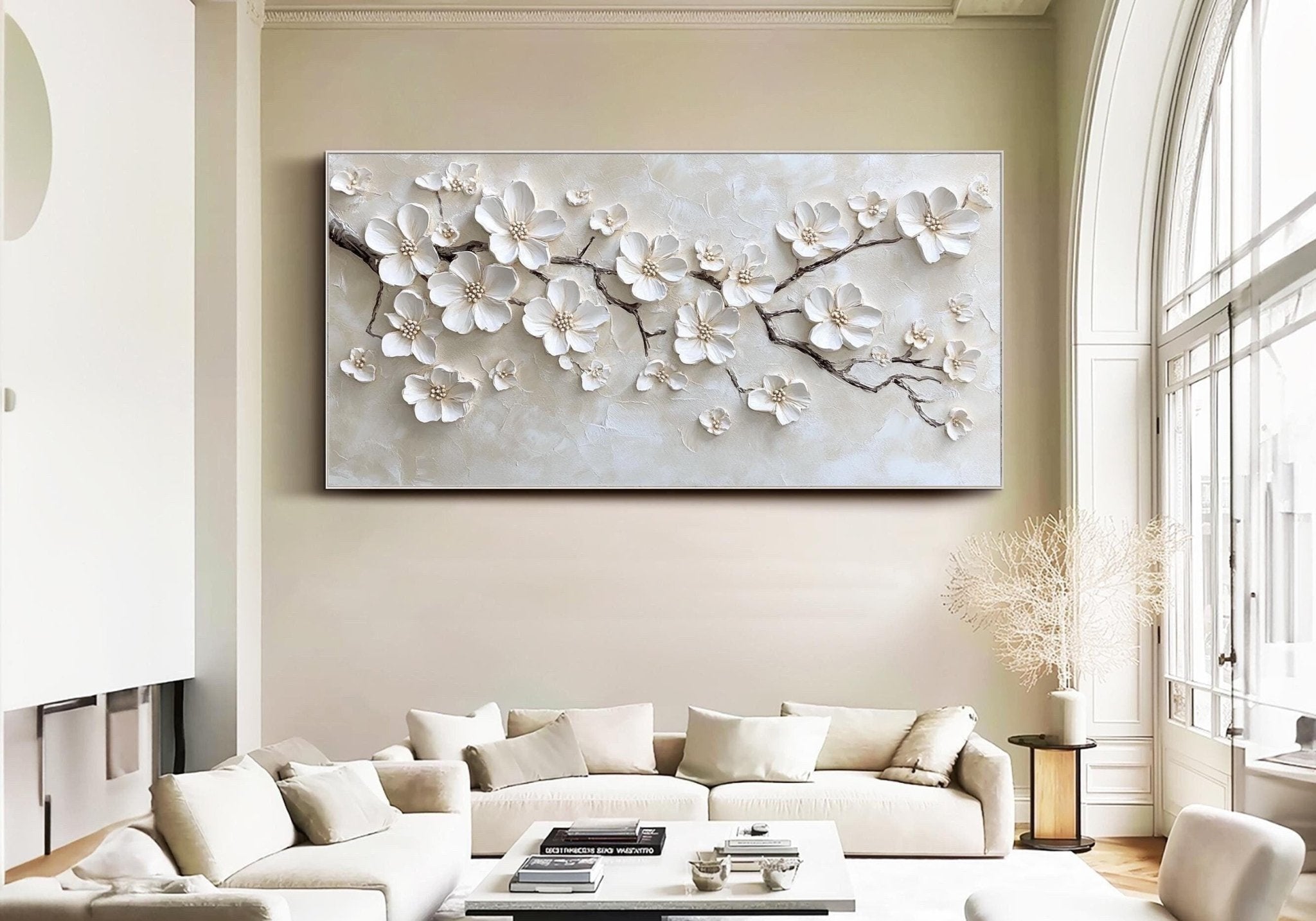 Textured Cherry Blossom Painting | Large 3D Floral Wall Art ZZ 146 - Texarart