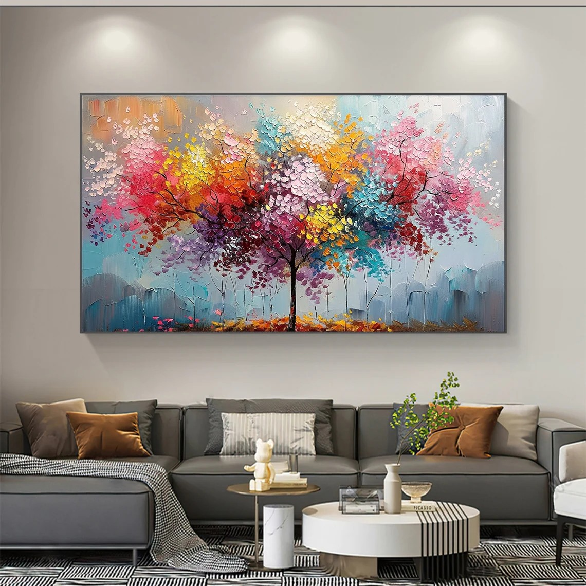 Joyful Blossom Tree Abstract - Vibrant Colorful Art JJ 040 - Texarart