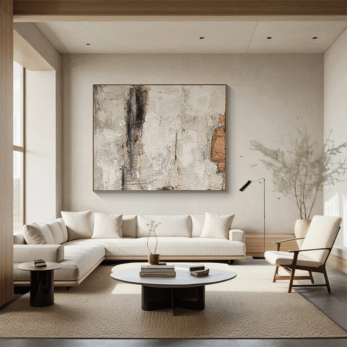 Handmade Contemporary Abstract Oil Painting | Neutral Colors TC 063 - Texarart