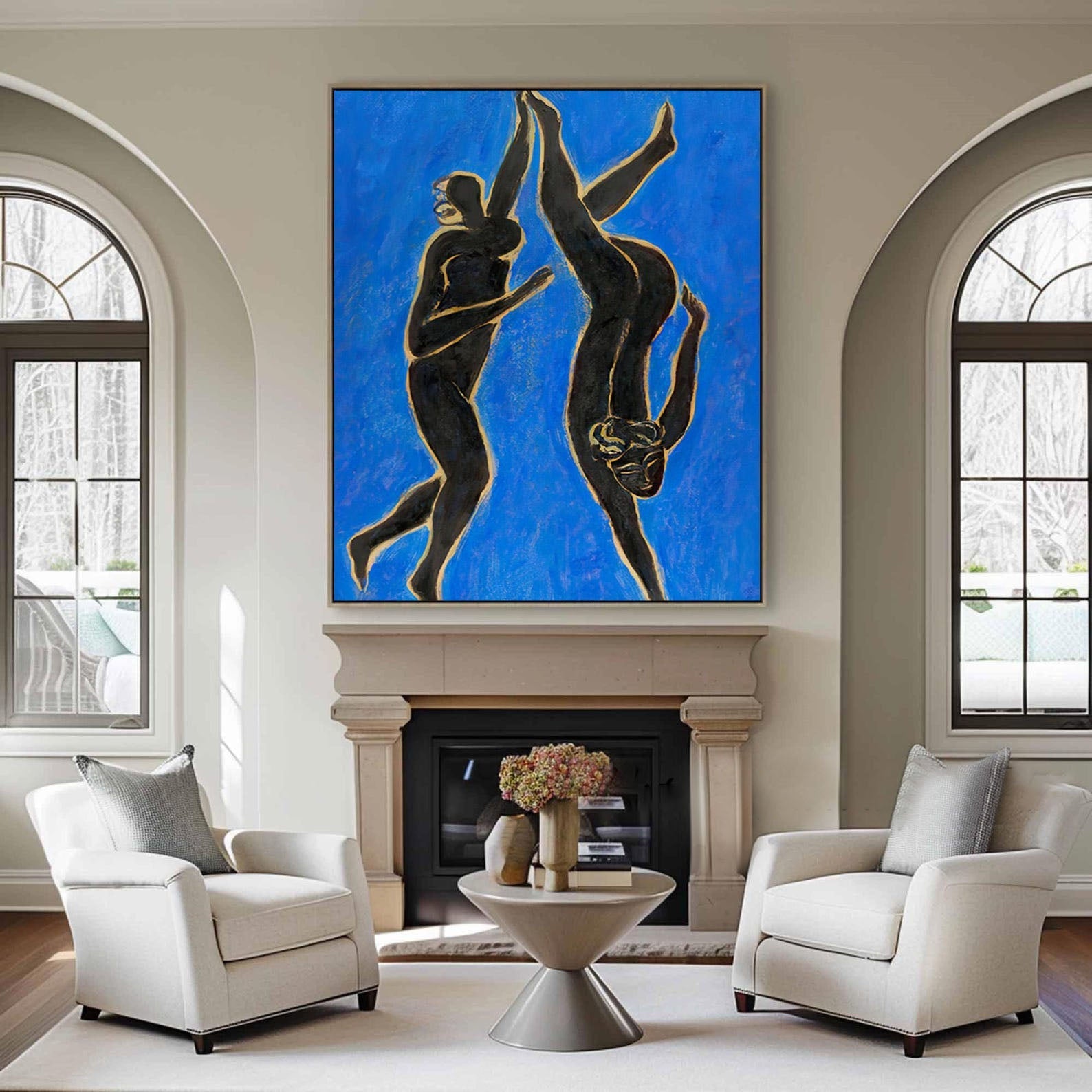 Vivid Blue Abstract Figure Art, Modern Decor TB 059 - Texarart