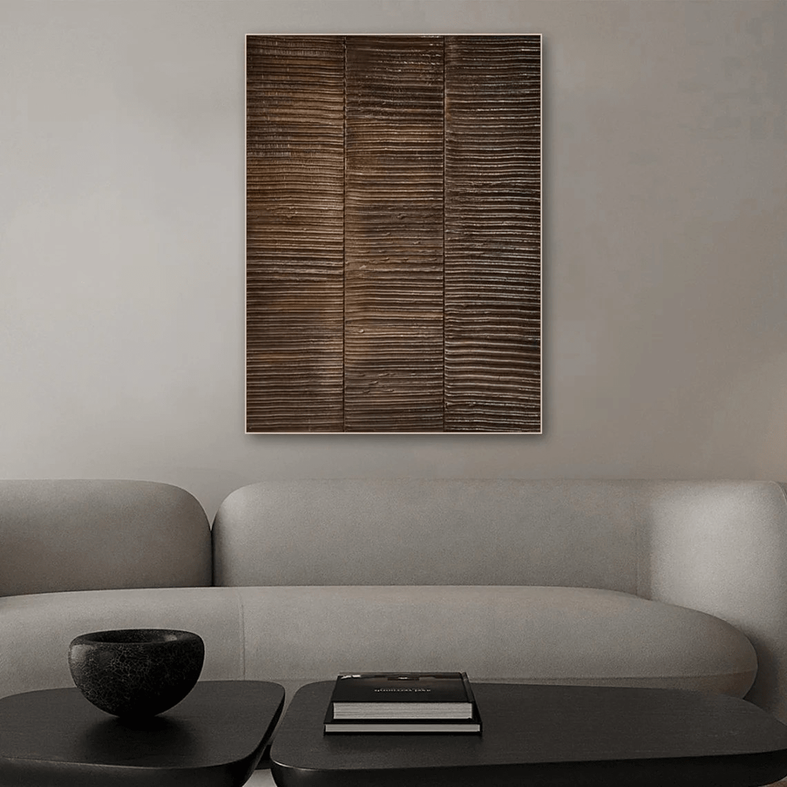 Handmade Abstract Brown Textured Canvas Wall Art TC 085 - Texarart