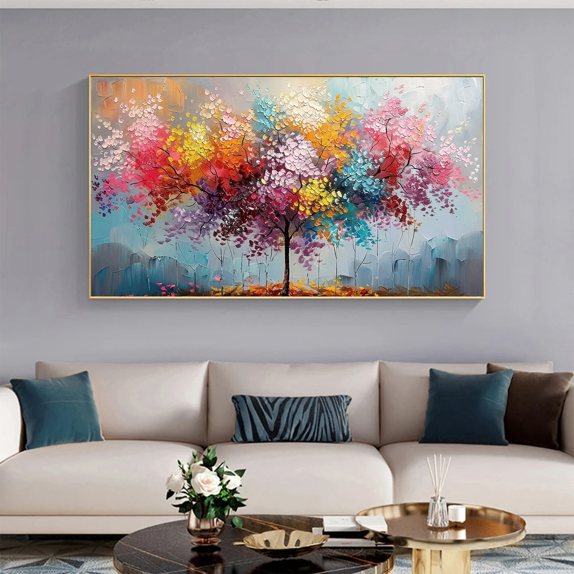 Joyful Blossom Tree Abstract - Vibrant Colorful Art JJ 040 - Texarart