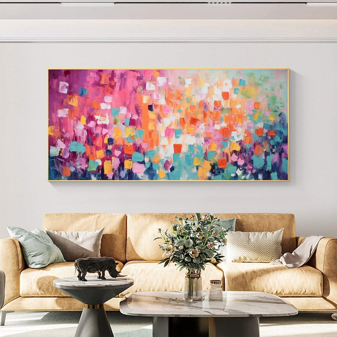 Colorful Abstract Block Oil Painting - Vibrant Modern Art JJ 030 - Texarart