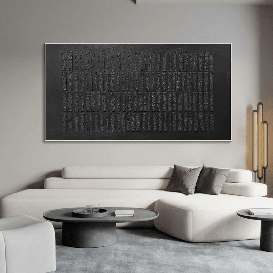 Large Modern Black Textured Wall Art TC 084 - Texarart