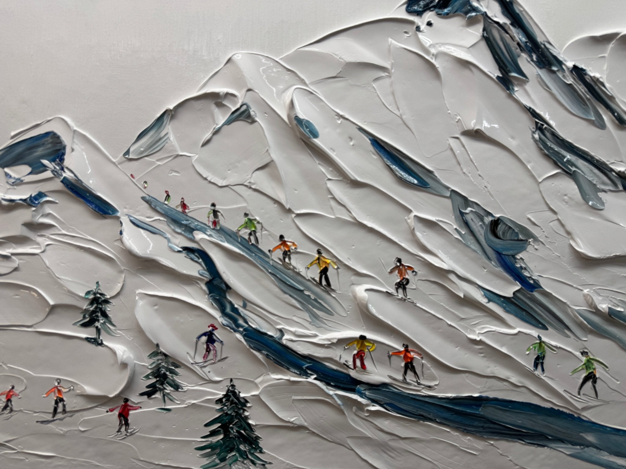 Original Textured Ski Painting | Large Mountain Landscape Wall Art ZZ 129 - Texarart
