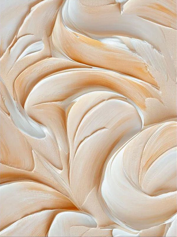 Abstract Cream & White Textured Oil Painting for Living Room TC 002 - Texarart
