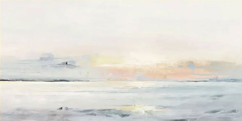 Pastel Seascape Oil Painting - Tranquil Ocean & Sky Wall Art JJ 003 - Texarart