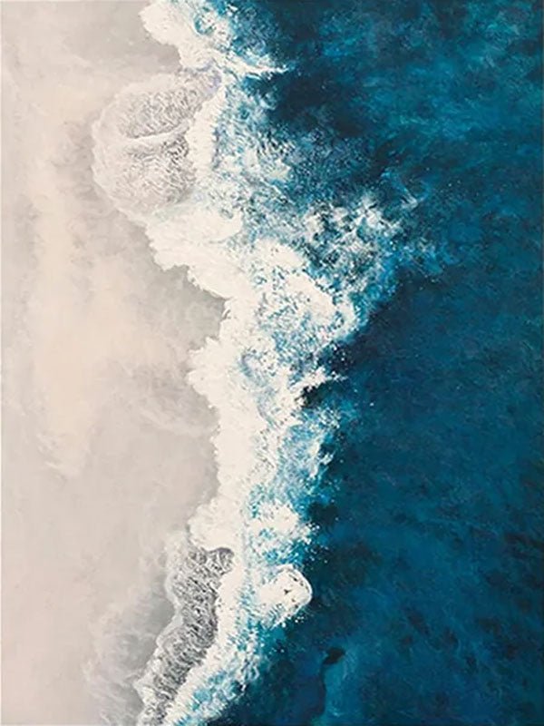 3D Vibrant Blue & White Ocean - Modern Seascape Art JJ 019 - Texarart