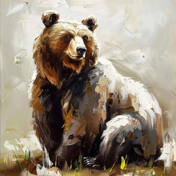 Abstract Bear Portrait: Large Contemporary Wildlife Wall Art ZZ 027 - Texarart
