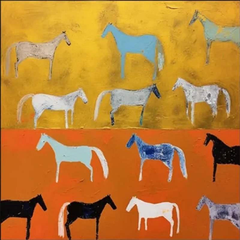 Abstract Equine Pattern: Colorful Horse Silhouettes ZZ 029 - Texarart