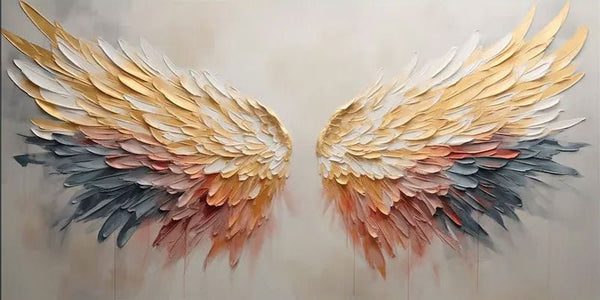Textured Angel Wings Abstract Oil Painting - Elegant Wall Art JJ 029 - Texarart