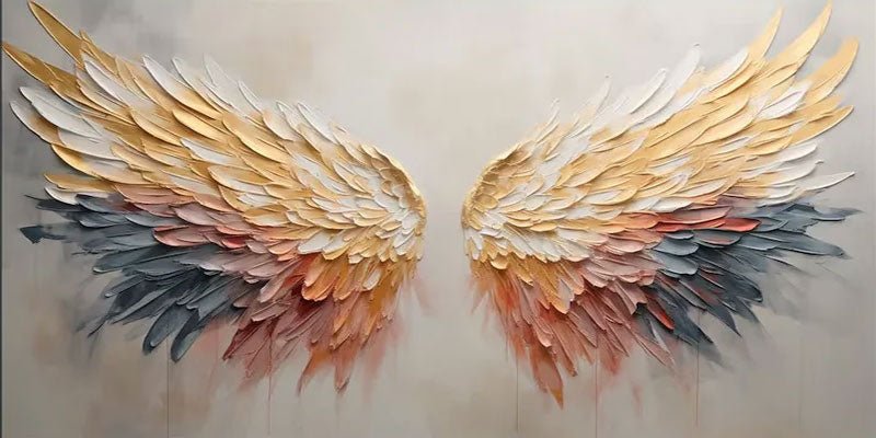 Textured Angel Wings Abstract Oil Painting - Elegant Wall Art JJ 029 - Texarart