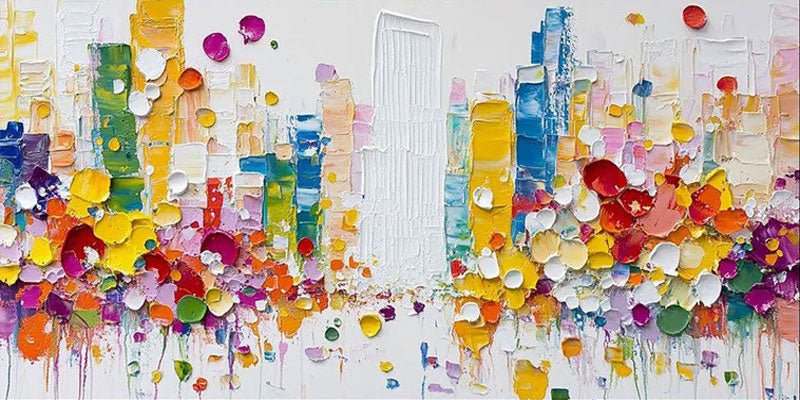 Modern Abstract City Oil Painting, Colorful 3D Street TB 067 - Texarart