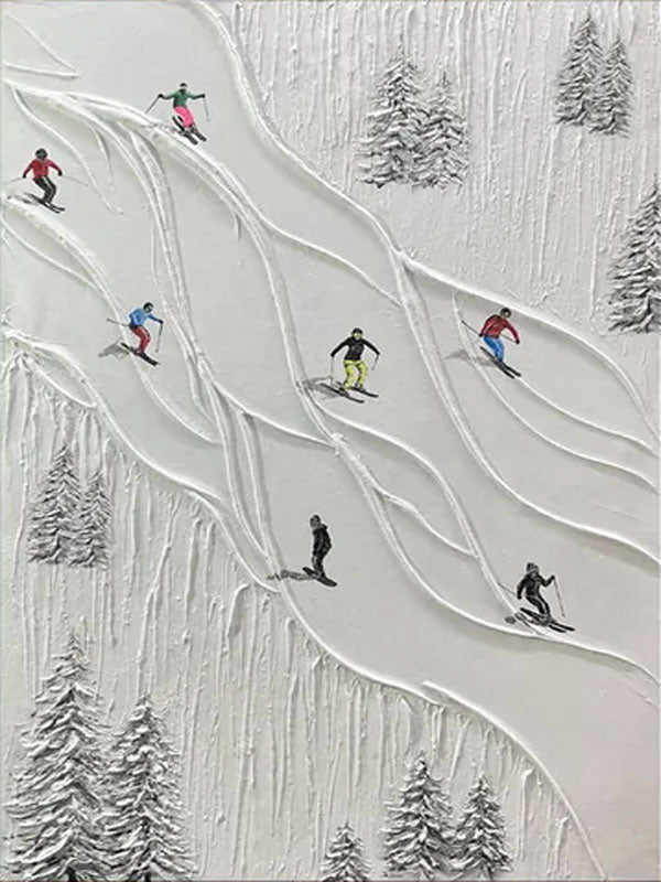 Modern 3D Embossed Skiing Art, White Snow Mountain TB 071 - Texarart